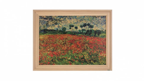 Print on framed Oak wood: Vincent Van Gogh Poppy Field, Painting's reproduction on Oak wood, Picture printing, Oak wood frame, Wall hanging