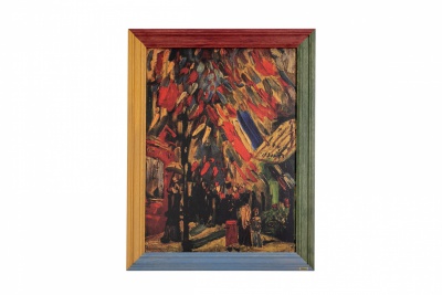 Print on framed Oak wood: Fourteenth of July Celebration in Paris Van Gogh, Colorful wall hanging, Print Art on Oak Wood, Famous art reproduction