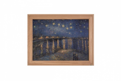 Print on framed Oak wood: Vincent Van Gogh Starry Night over the Rhone, Painting's reproduction print on Oak wood, Oak wood frame, Wall art