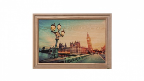 Print on framed Ash wood: London, Home Decor, Wooden wall art