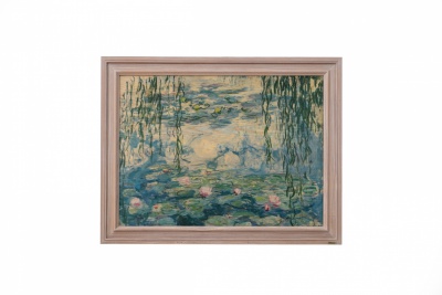 Print on framed Ash wood: Claude Monet, Nympheas, Painting reproduction on wood, Ash wood frame